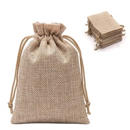 KUPOO 50pcs Burlap Gift Bags Wedding Hessian Jute Bags Linen Jewelry Pouches with Drawstring for Wed