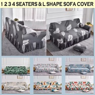 L Shape Skirt Seater Sofa Cover Couches Dust Proof Couch Cover Spandex Sofa Seat Cover Skirt Printed Sofa Slipcover