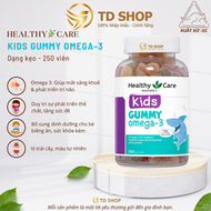 [NK Úc] Kẹo dẻo bổ sung Omega3 Kid Gummy Omega3 hãng Healthy Care Úc chai 250 viên - TD Shop