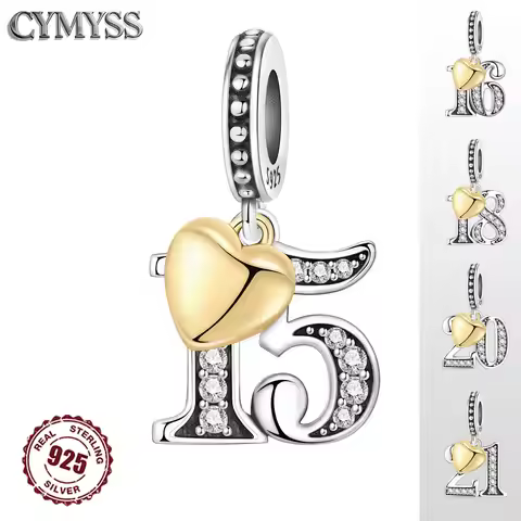 Original 15th 16 18 20 21 Anniversary Birthday Wedding S925 Sterling Silver Bead Pendant Fit Bracele