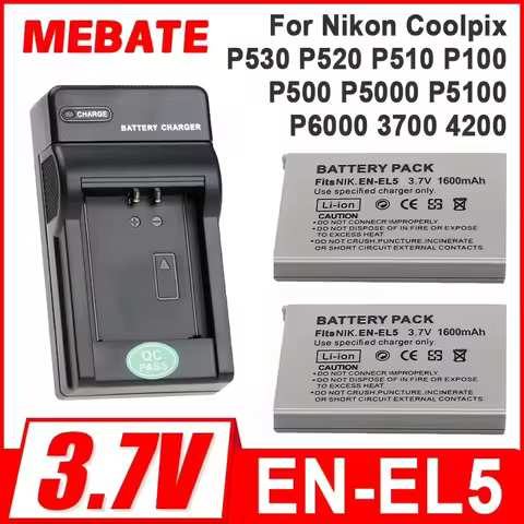 New EN-EL5 ENEL5 Battery + LED Charger 1800mah for Nikon Coolpix P530 P520 P510 P100 P500 P5000 P510