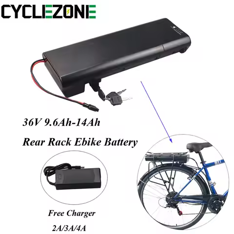 Ebike Battery 36V 9000mAh 9Ah 250W Pfautec Avocado Rear Rack Case Electric Urban Bike Battery 36V 8.