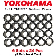 1:64 Yokohama Advan "DONUT" rubber tires fit Hot Wheels rims - 24 pcs - 164 Hotwheels tayar getah - 