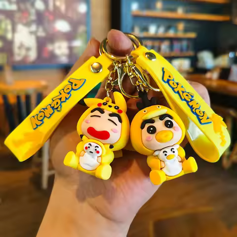 Crayon Shinchan Dress-up Pikachu Keychain Pikachu Cartoon Cute Anime Keychain Cross-border Claw Mach