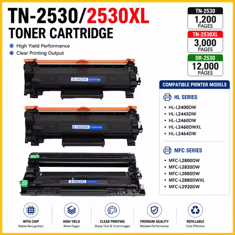 TN-2530XL Toner Cartridge Compatible for Brother HL-L2400DW L2460DW MFC-L2800DW | High Yield 3000 Pa