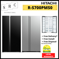Hitachi R-S700PMS0 Side-by-side Standard Refrigerator 595L (Gift: 1.0L MICOM Rice Cooker - RZ-PMA10Y)
