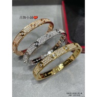 [Real Shot] Classic Style Screw Wide Version Diamond Gypsophila Bracelet 5A Haoshi Rose Gold White A
