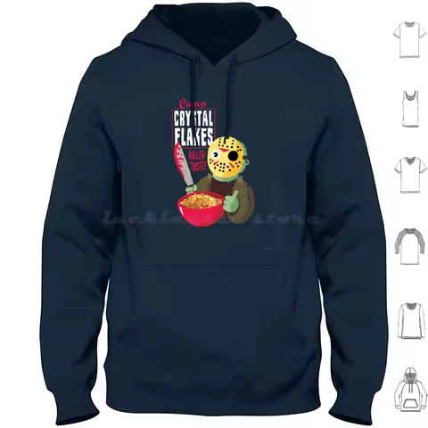 Camp Crystal Flakes Hoodie Cotton Long Sleeve Cereal Vintage Horror Retro 80s 1980s Slasher Jason Vo