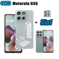 3in1 Motorola Moto G56 Transparent Soft Phone Case Moto G86 G75 G15 G35 Tempered Glass + Back Camera
