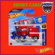 HOT WHEELS OPTIMUS PRIME TRUCK RED BLUE TRANSFORMERS HW SCREEN TIME SHORT CARD