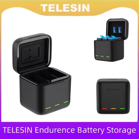 TELESIN Portable Battery Charger 3 Slot Fast Charging for GoPro Hero 13 Battery for GoPro Hero13 Bla