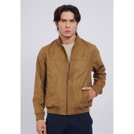 WOOD Regular Fit Suede Bomber Jacket 2-JKXLXC126B001 SAND