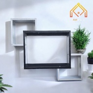 MINIMALIST SQUARE WALL SHELF CODE RKA042 - WOODEN DISPLAY SHELF - WALL SHELF