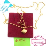 Necklace heart,18k Saudi Gold, 1.3grams/18 inches, pawnable good for investment,