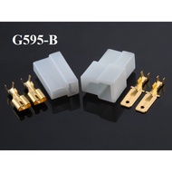 G595-White 6.3mm 2-hole car wire jack
