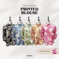 ZAADACO: BLOUSE HARIAN U8709 FOR WOMEN FASHION MATERIAL COTTON LINEN 3/4 SLEEVE LENGTH FOR CASUAL & 