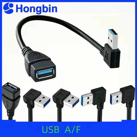 High-Speed USB 3.0 Right Angle Extension Cable 90° Adapter for PC Laptop Phone - Fast Charging Multi