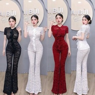 S939 - Round Neck Short Sleeve Flared Pants Set Mai Bui Store