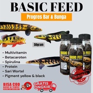 Pelet progres bunga black yellow pakan channa maru yellow sentarum 50gram makanan ikan BASIC FEED