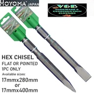 Hoyoma Japan Hex Pointed or Flat Chisel ( Chipping Gun Bit) 1 Pcs Only By V&B