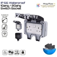 Waterproof Outdoor 13A Single/Double Switch Socket With Safety Cover IP66 Rated Outdoor Weatherproof