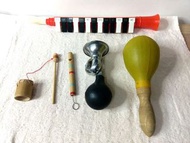 口風琴、木柄沙球、叭噗喇叭、抽拉木笛、竹蟬
