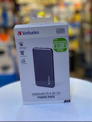 🔥全新現貨🔥Verbatim PD + QC3.0 20000mAh 流動電源 灰色 66628