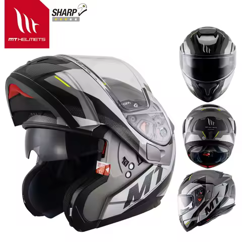 MT Original Motorcycle Helmet Capacete MT ATOM SV Modular Helmet Men Women Double Lens Flip Up Motor