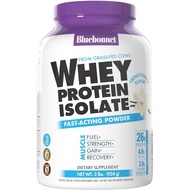 BlueBonnet Nutrition Whey Protein Isolate Powder From Grass Fed , 26g of Protein, No Sugar Added, Gl