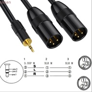 SUSANMY Stereo Y Splitter Cable, Flexible 0.5m / 1.64ft Dual 3pin XLR Male to 1/8in TRS, Convenient 