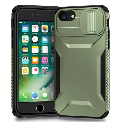 For iPhone SE 2020 Case iPhoneSE 2020 2022 Military Antiskid Camera Lens Slide Cover For iPhonSE 202