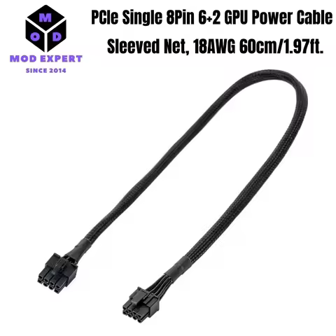 PCIe 6+2 8Pin Sleeved Net 60CM GPU Power Cable for Corsair AX1600i Titanium, AX1000 Titanium AX850 T