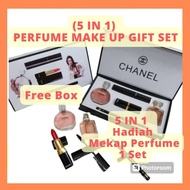 (5 In 1) Hadiah Gift Set Makeup Perfume Set Wangian Hadiah Mekap Perfume 1 Set Box Hadiah Untuk Pere