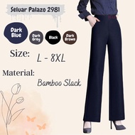 KGT Bamboo Slack Seluar Palazo Plus Size L-8XL Perempuan Ladies Formal Slack Pants Seluar Getah Pala