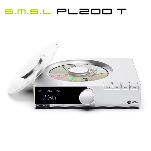 SMSL PL200T CD player MQA-CD Transport Clock Input output P.A.S.S. system optical coaxial AES I2S ou