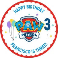 Round Birthday Sticker - PAW PATROL