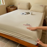 Indigo Thickened Milk Velvet Bed Canopy Single Piece Winter Mattress Protector Pure Color Bedding Co