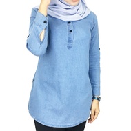 🔥🔥🔥 S-5XL Baju  muslimah Blouse Half button High quality 4Warna murah murah🔥🔥🔥