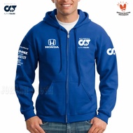 Hoodie Zipper Sweater Jaket Team Balap Honda Scuderia Alpha Tauri Formula One F1