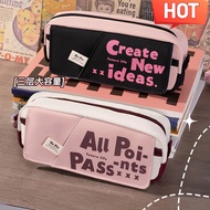 Pencil Case Aesthetic Cute Girls Canvas Pouch Pencil Box Pink Purple Kotak Pensil Stationery Pensel 
