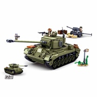 Sluban Building Block Toys WW2 Army M26E1 Pershing Medium Tank 742PCS Bricks B0860 Military Construc