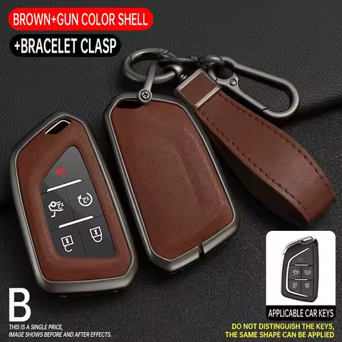 Zinc Alloy Leather Car Key Fob Cover Case Shell for Cadillac Escalade CT4 CT4-V CT5 XTS CT6 C8 for G