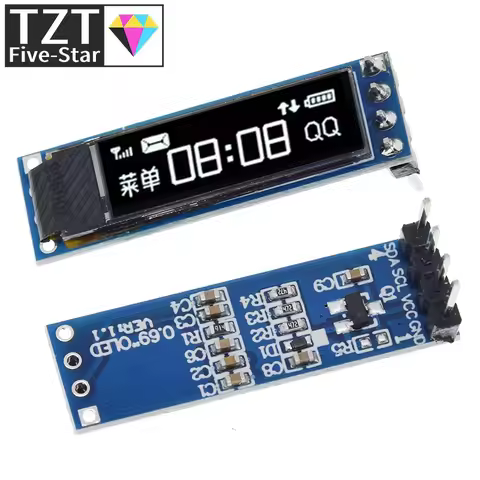 1/2PCS 0.69 inch 96x16 OLED Display Module White Display 0.69" SSD1306 LCD Screen Control Board For 