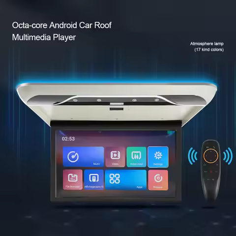 TEENRAM 19 Inch Car Monitor Multimedia Video Player 4+64GB 1080P Android 10 Ceiling TV Roof Mount Di