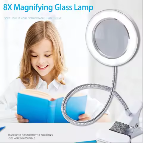 8X Illuminated Magnifier Flexible Rotation Desktop Magnifying Glass for Soldering Iron Repair/Table 