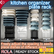 SG【READY STOCK】kitchen organizer plate rack Adjustable Bowl Rack Dish Kitchen Drawer Dish Partition Organizer Plate