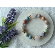 Rainbow Alashan & White Jade Bracelet