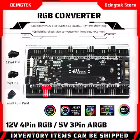 OCNG RGB converter 12V 4Pin RGB to 5V 3Pin ARGB light transfer wiring RGB light chassis fan converte
