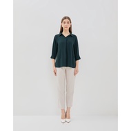 HIJAU VALINO Blouse V-Neck 3/4 Sleeve Shirt Green Women - D-DLFA16-G5