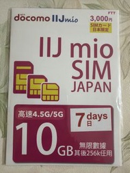 日本 IIJ mio Japan 原生 SIM Card 10GB